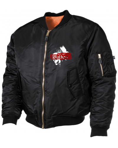 Bestickte MA1 Bomberjacke (See you in Walhalla, Totenkopf)