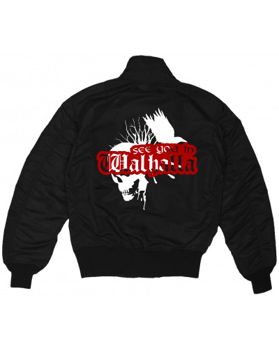 Bestickte MA1 Bomberjacke (See you in Walhalla, Totenkopf)