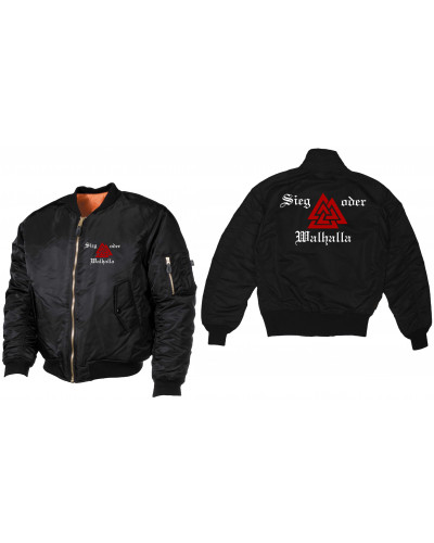 Bestickte MA1 Bomberjacke (Sieg oder Walhalla)