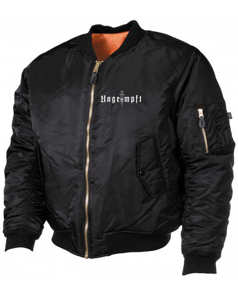 Bestickte MA1 Bomberjacke (Ungeimpft, Einfarbig)