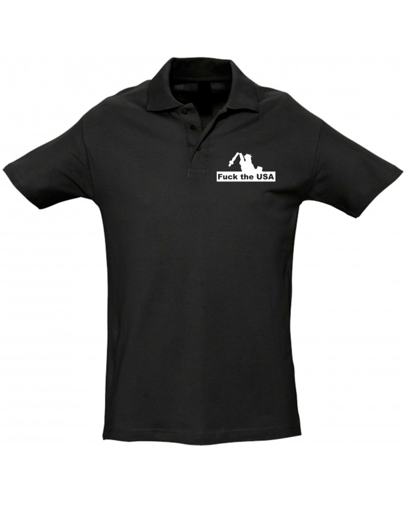 Besticktes Herren Poloshirt (Fuck the USA)