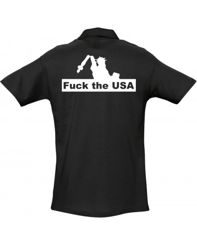 Besticktes Herren Poloshirt (Fuck the USA)