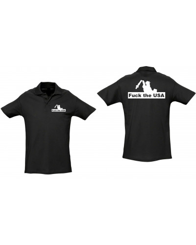 Besticktes Herren Poloshirt (Fuck the USA)