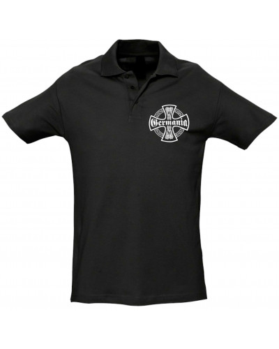 Besticktes Herren Poloshirt (Germania, Kreuz)