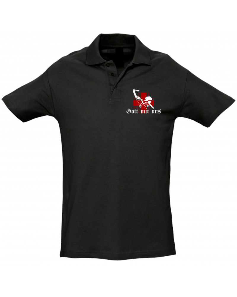Besticktes Herren Poloshirt (Gott mit uns, Soldat)