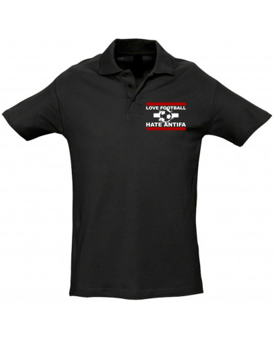 Besticktes Herren Poloshirt (Love Football hate Antifa)