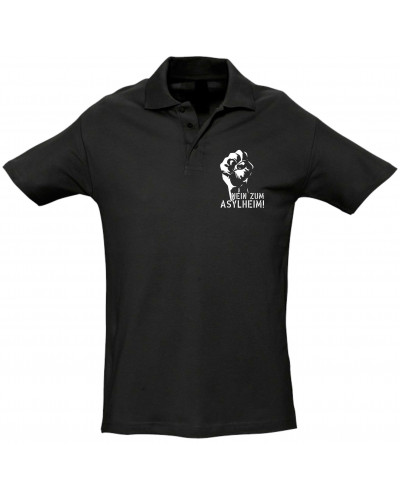 Besticktes Herren Poloshirt (Nein zum Asylheim)