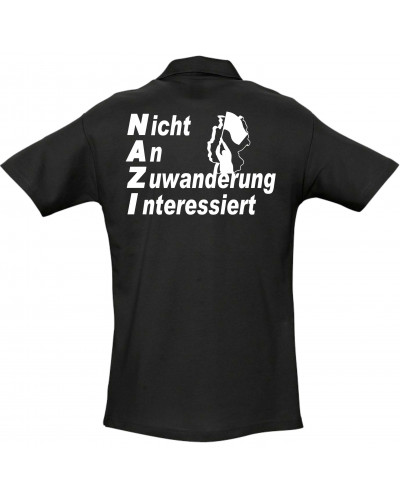 Besticktes Herren Poloshirt (Nicht an Zuwanderung interessiert, Fahne)