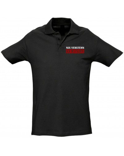 Besticktes Herren Poloshirt (Nix verstehen, ich deutscher)