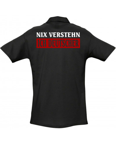 Besticktes Herren Poloshirt (Nix verstehen, ich deutscher)