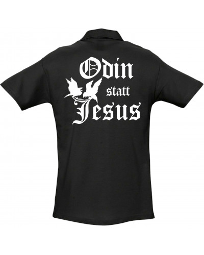 Besticktes Herren Poloshirt (Odin statt Jesus)