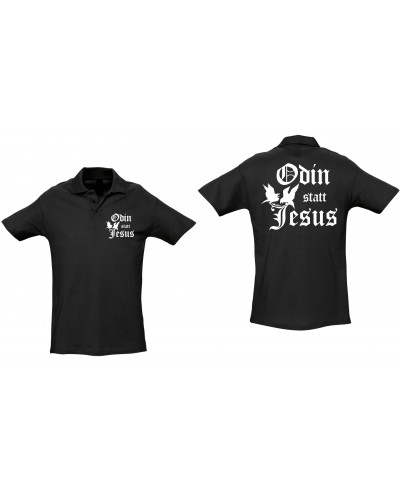 Besticktes Herren Poloshirt (Odin statt Jesus)