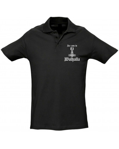 Besticktes Herren Poloshirt (See you in Walhalla Thorhammer)