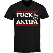 Herren V-Ausschnitt T-Shirt - Fuck Antifa Vorderseite