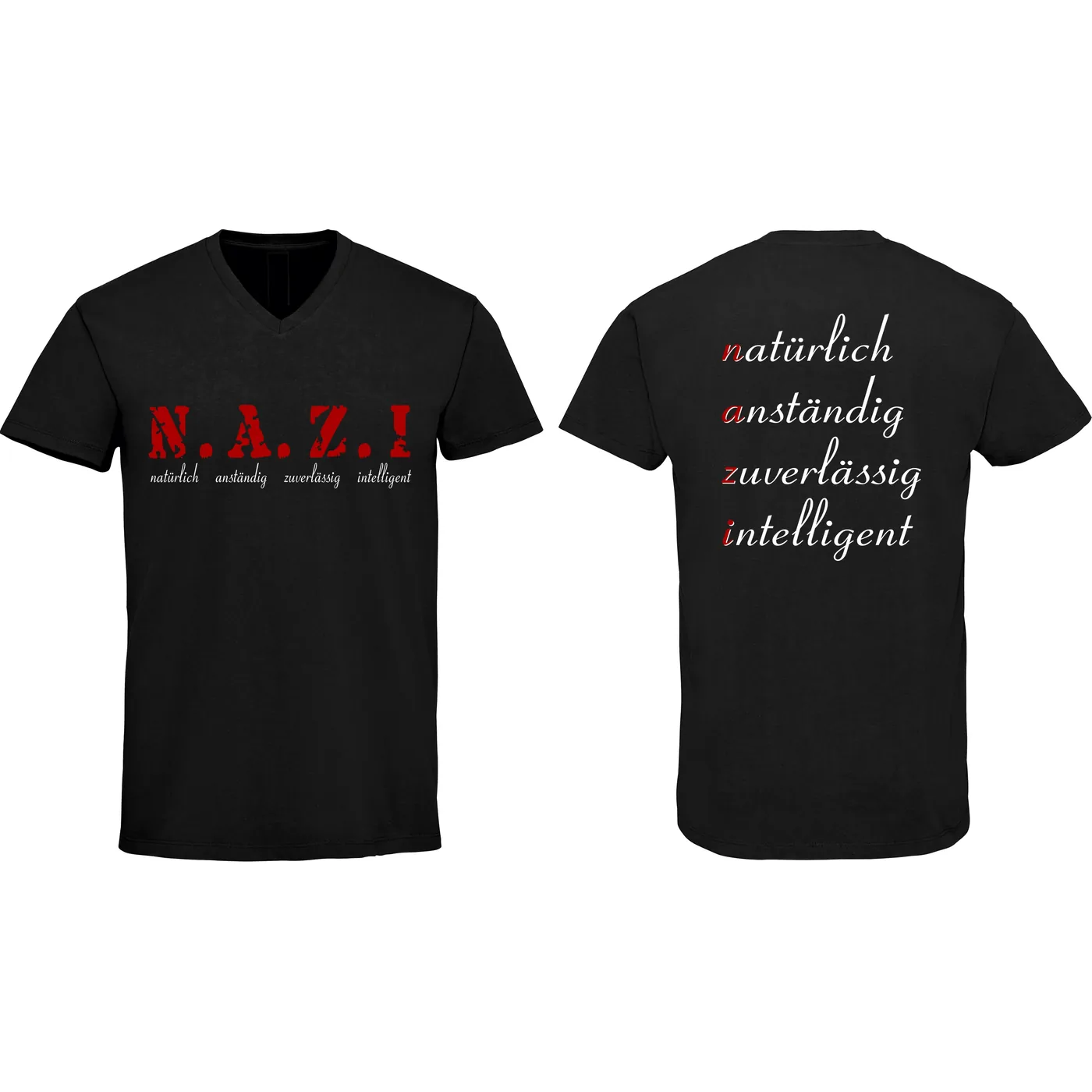 Herren V-Ausschnitt T-Shirt - Nazi, natürlich anständig
