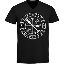 Herren V-Ausschnitt T-Shirt - Vegvisir Vorderseite
