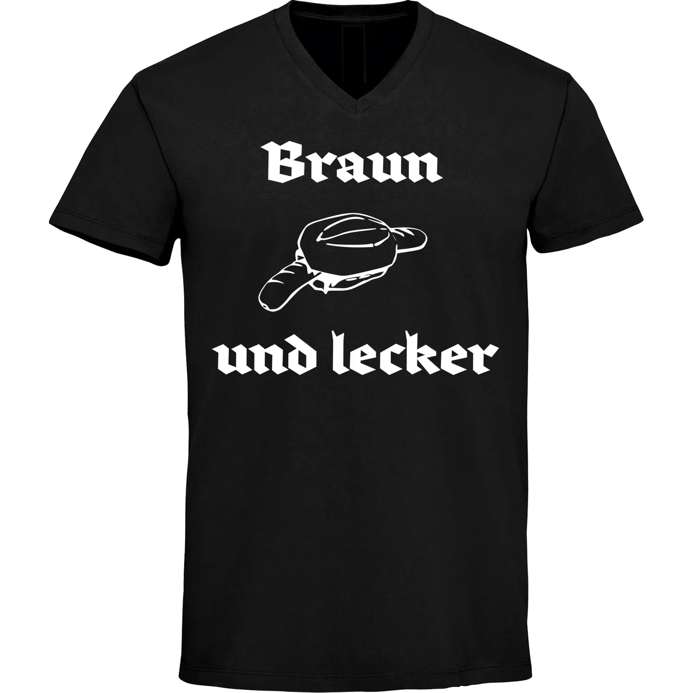 Herren V-Ausschnitt T-Shirt - Braun und lecker