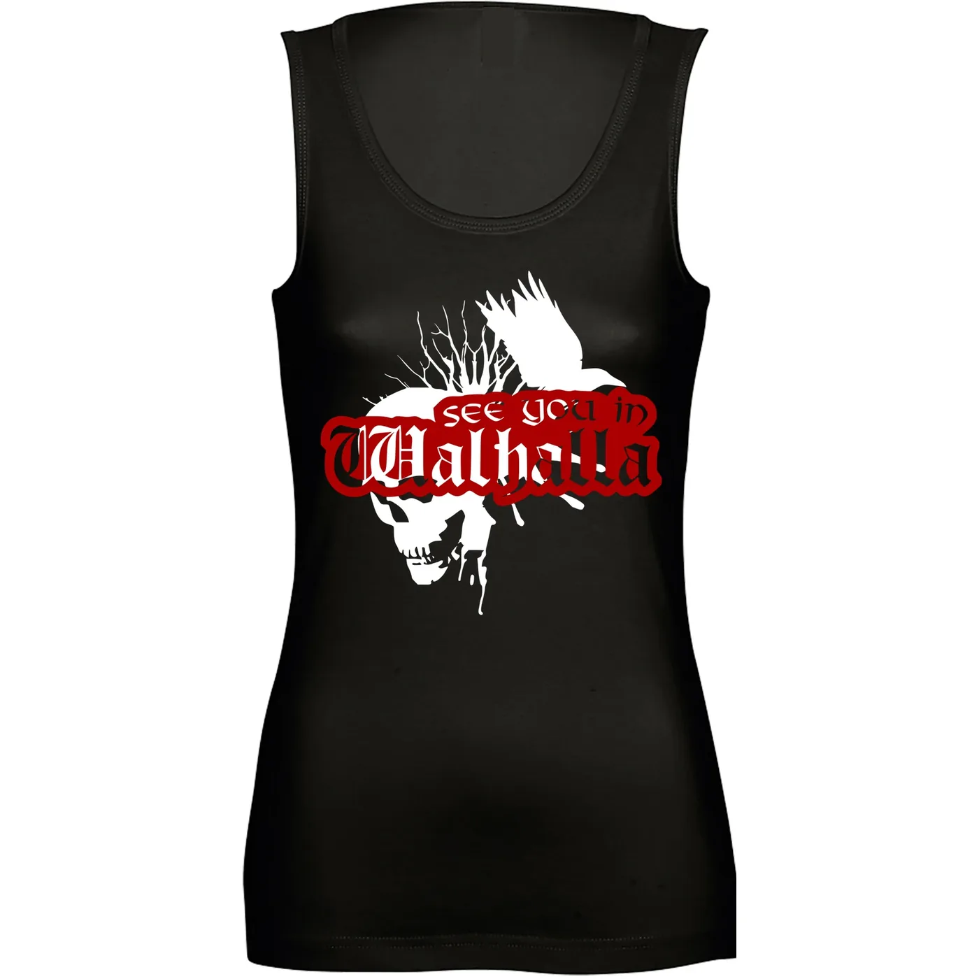Damen Standard Top - See you in Walhalla, Totenkopf