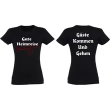 Damen T-Shirt - Gute Heimreise Vorder- und Rückseite
