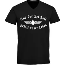 Herren V-Ausschnitt T-Shirt - Nur der Freiheit gehört unser Leben - gewählte Variante