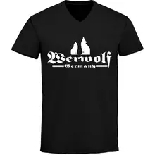 Herren V-Ausschnitt T-Shirt - Werwolf Germany mit Wolf Vorderseite