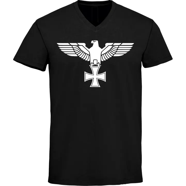 Herren V-Ausschnitt T-Shirt - Adler, Kreuz