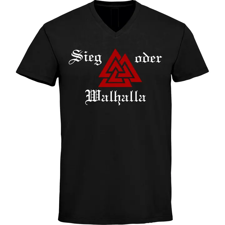 Herren V-Ausschnitt T-Shirt - Sieg oder Walhalla