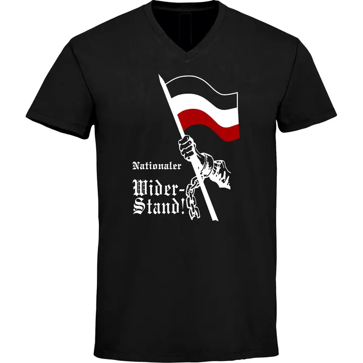 Herren V-Ausschnitt T-Shirt - Nationaler Widerstand, Fahne