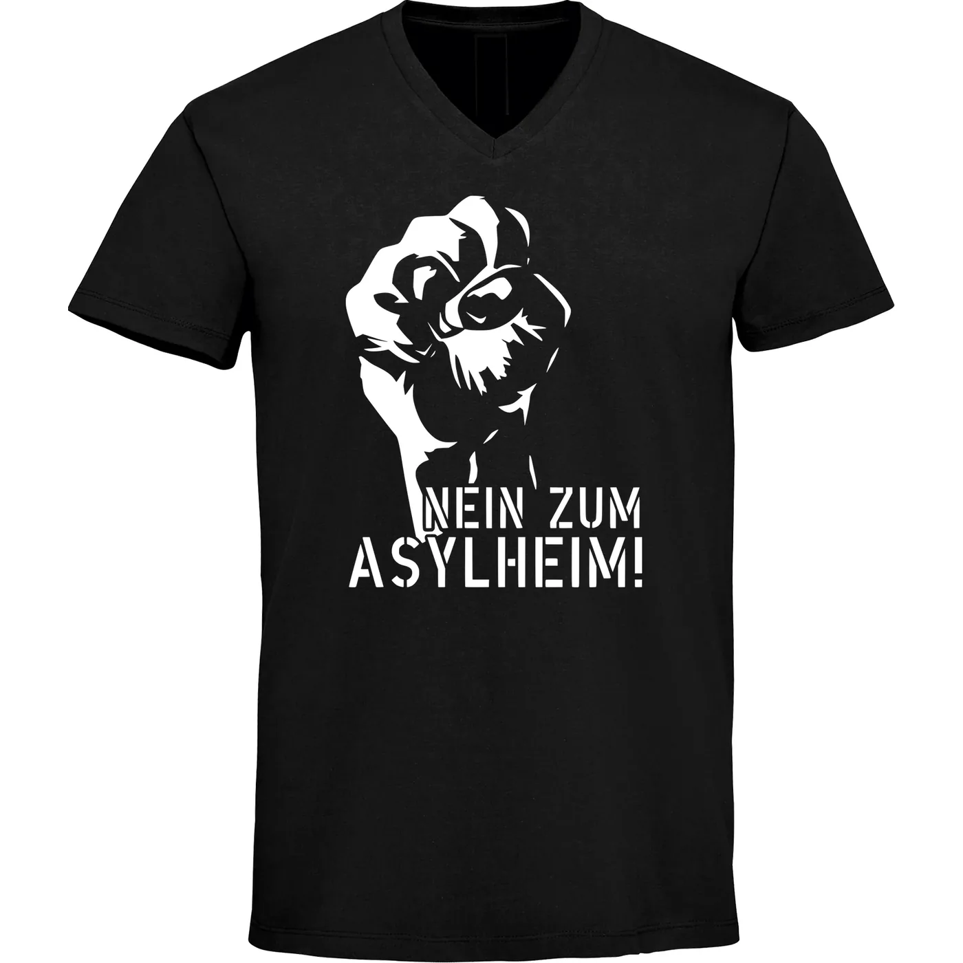 Herren V-Ausschnitt T-Shirt - Nein zum Asylheim