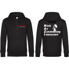 Herren Kapuzenjacke - Nicht an Zuwanderung interessiert, Fahne Vorder- und Rückseite