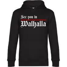 Herren Kapuzenpullover - See you in Walhalla, Strich Vorderseite