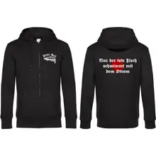 Herren Kapuzenjacke - Petri Heil Vorder- und Rückseite