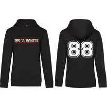 Damen Kapuzenpullover - 100% White Vorder- und Rückseite