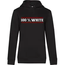 Damen Kapuzenpullover - 100% White Vorderseite
