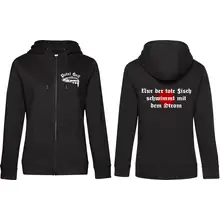 Damen Kapuzenjacke - Petri Heil Vorder- und Rückseite
