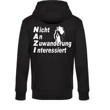 Herren Kapuzenpullover - Nicht an Zuwanderung interessiert, Fahne Rückseite