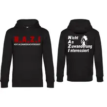 Herren Kapuzenpullover - Nicht an Zuwanderung interessiert, Fahne Vorder- und Rückseite