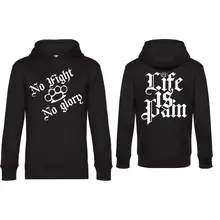 Herren Kapuzenpullover - Life is Pain Vorder- und Rückseite