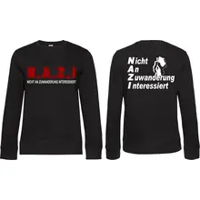 Damen Pullover - Nicht an Zuwanderung interessiert, Fahne Vorder- und Rückseite