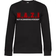 Damen Pullover - Nicht an Zuwanderung interessiert, Fahne Vorderseite