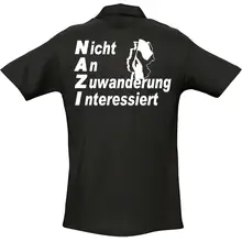 Herren Standard Poloshirt - Nicht an Zuwanderung interessiert, Fahne Rückseite