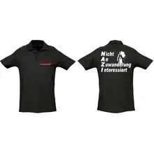 Herren Standard Poloshirt - Nicht an Zuwanderung interessiert, Fahne Vorder- und Rückseite