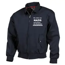 Bestickte Harrington Jacke, Blau - Sie reden von Nazis Vorderseite