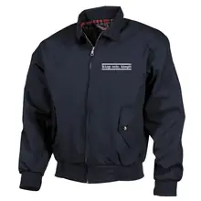 Bestickte Harrington Jacke, Blau - Klagt nicht kämpft Vorderseite