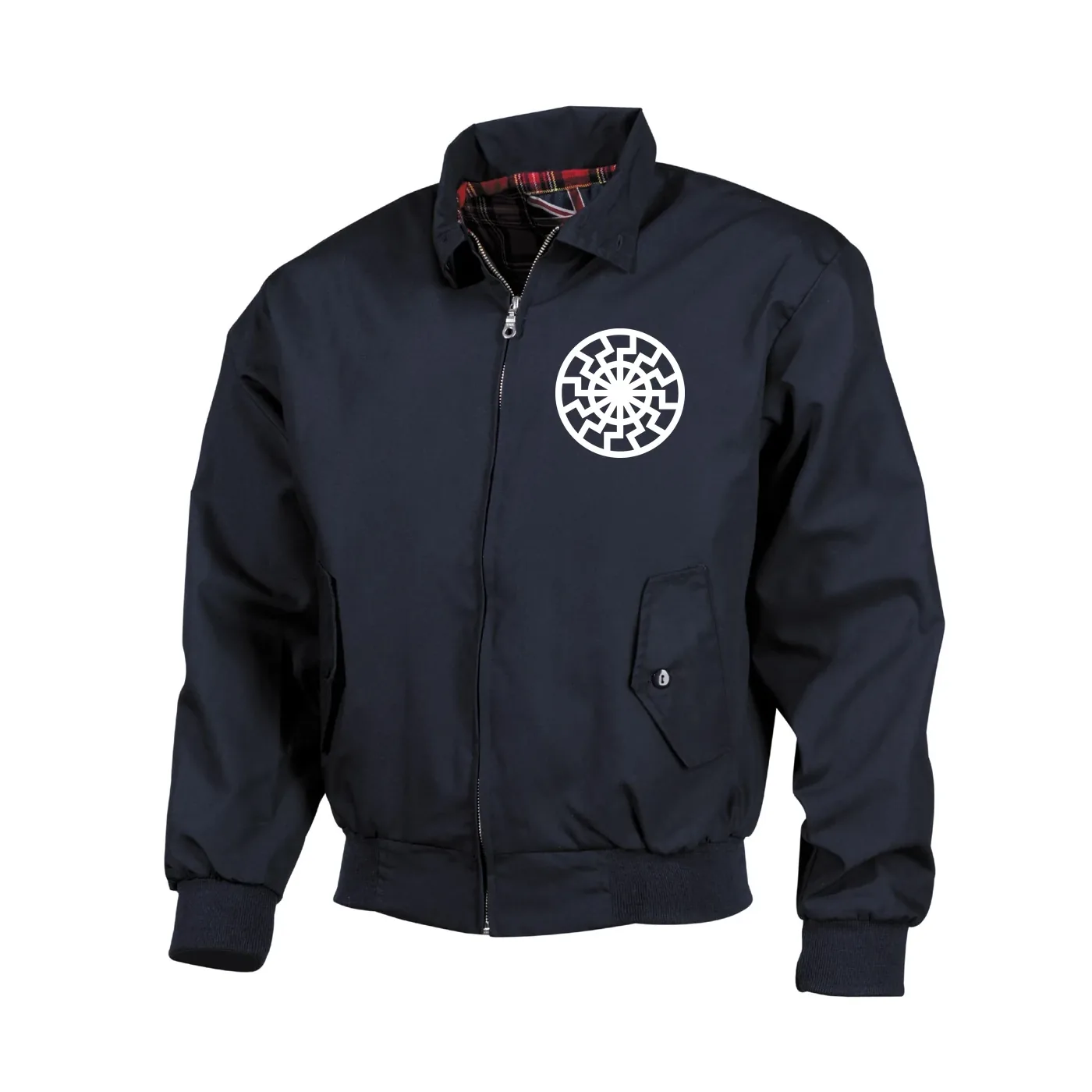 Bestickte Harrington Jacke, Blau - Schwarze Sonne