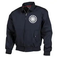 Bestickte Harrington Jacke, Blau - Schwarze Sonne - gewählte Variante