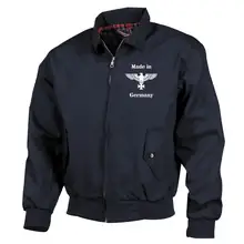 Bestickte Harrington Jacke, Blau - Made in Germany Vorderseite