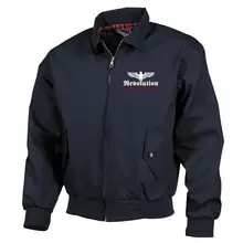 Bestickte Harrington Jacke, Blau - Revolution Deutschland Vorderseite