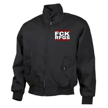 Bestickte Harrington Jacke, Schwarz - FCK RFGS Vorderseite