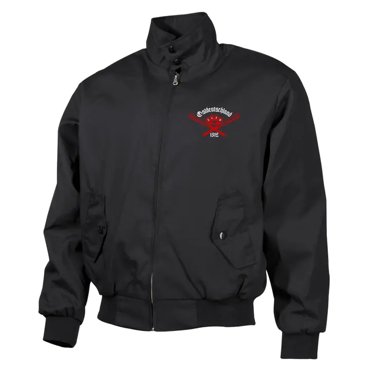 Bestickte Harrington Jacke, Schwarz - Ostdeutschland, ACAB